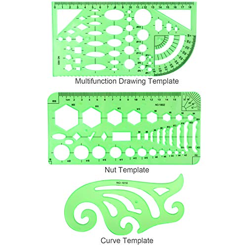 11-Piece Geometric Template Set with Zipper Bag