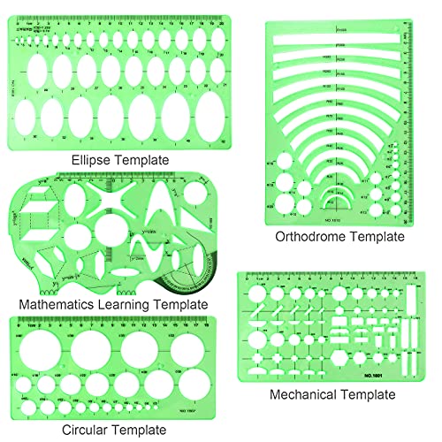 11-Piece Geometric Template Set with Zipper Bag