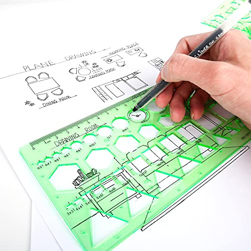 11-Piece Geometric Template Set with Zipper Bag