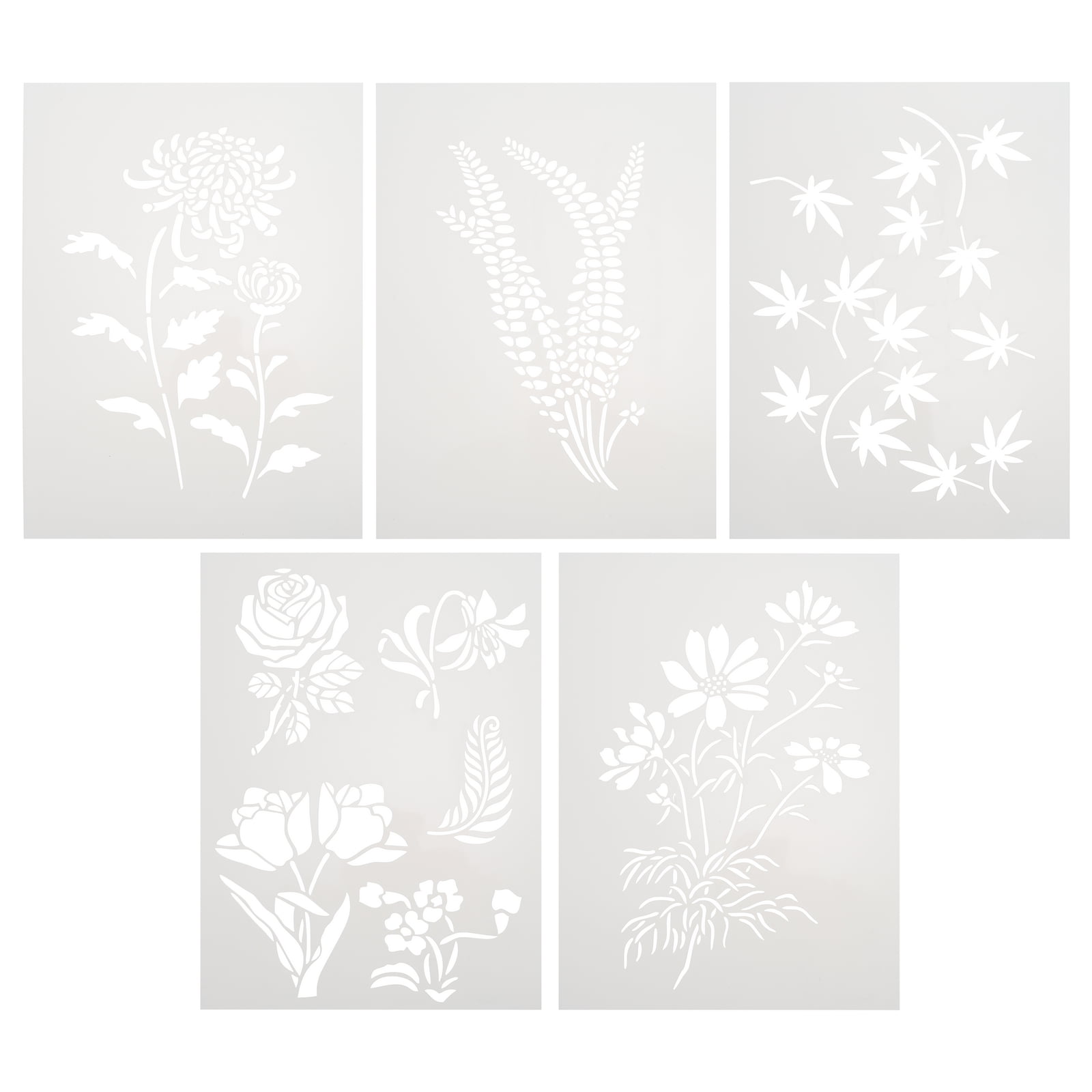 DIY Leaf Flower Plant Stencils - Set of 5