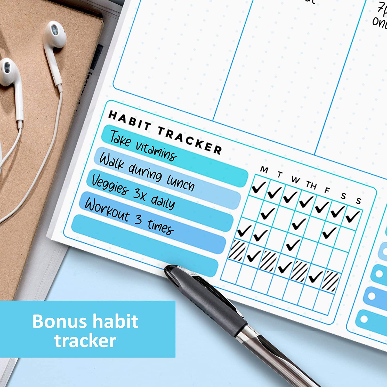 Weekly Planner Notepad with Habit Tracker