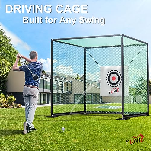 YUNIC Golf Driving Cage with Steel Frame, Green