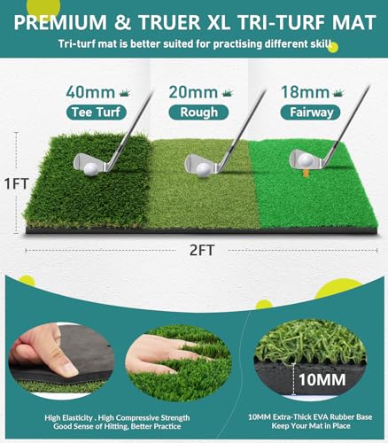 10x7FT Golf Practice Net with Tri-Turf Mat