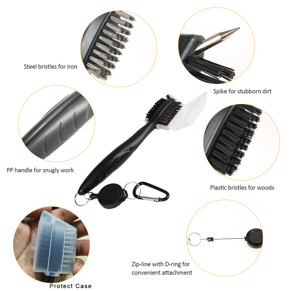 Dual-Sided Golf Club Cleaning Brush with Case