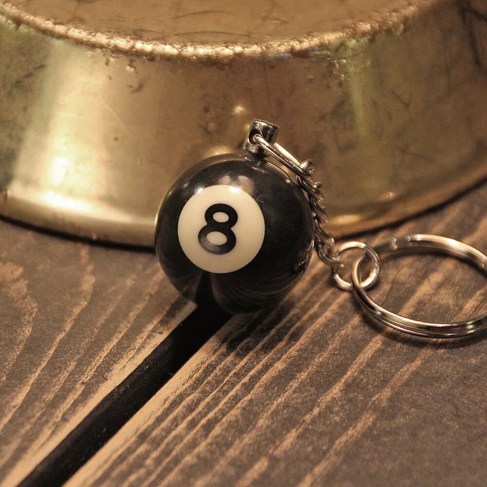 Mini Billiard Ball Keychain - Black No. 8