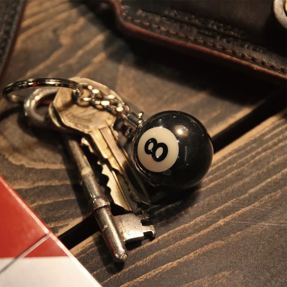Mini Billiard Ball Keychain - Black No. 8