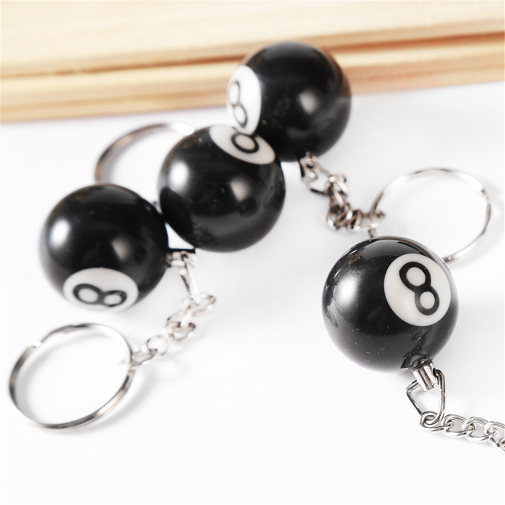 Mini Billiard Ball Keychain - Black No. 8