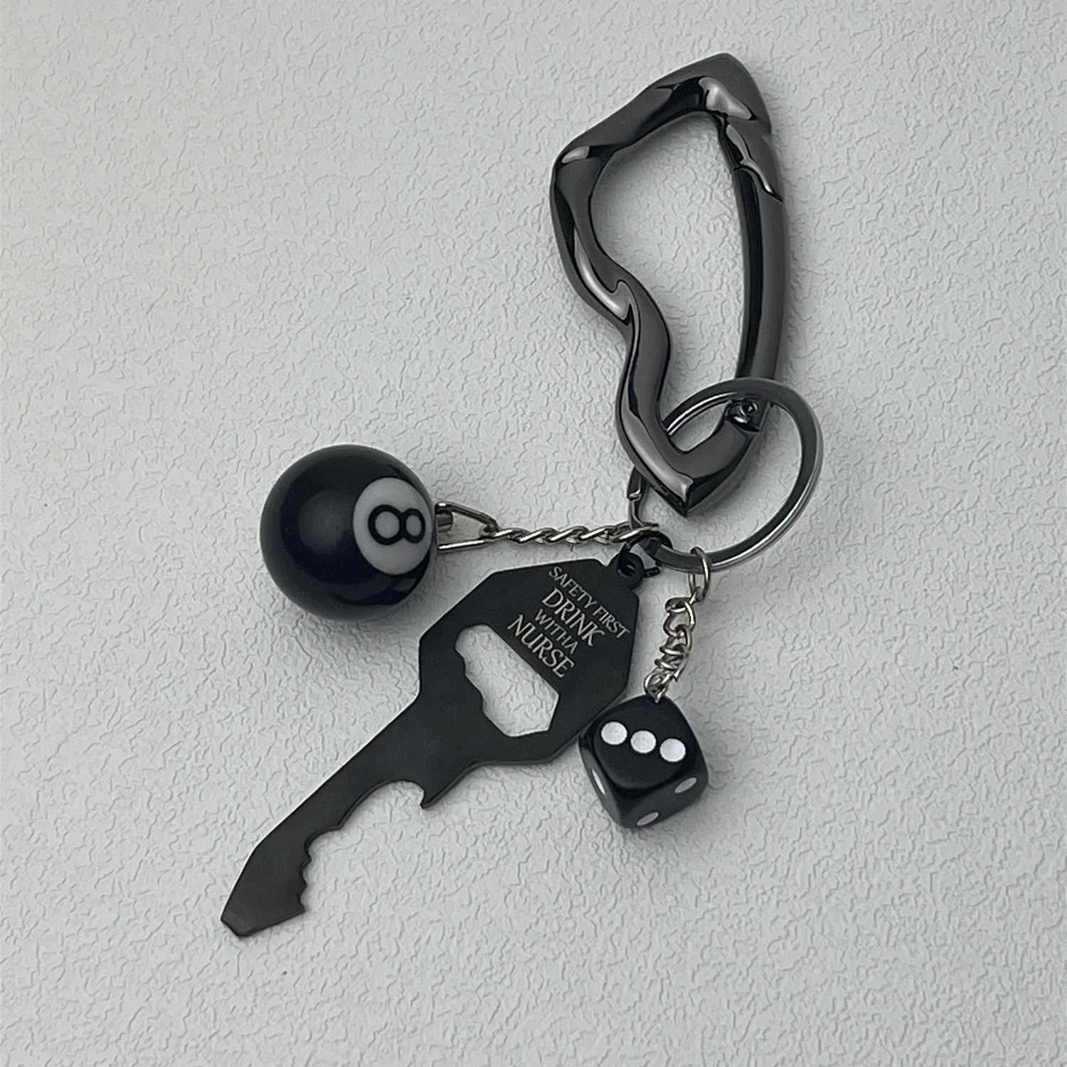 3D Black No. 8 Billiard Keychain Bottle Opener