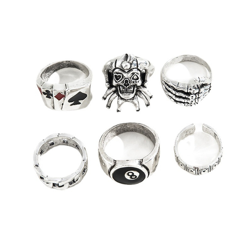 Silver Punk Joker Rings Set for Men