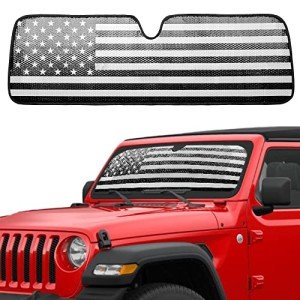 Jeep Windshield Sun Shade with American Flag Design