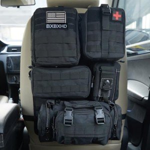 Tactical Car Seat Organizer with 5 Detachable Pouches