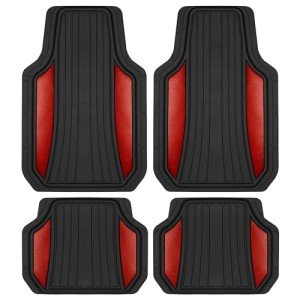 Motor Trend Red Chrome All-Weather Floor Mats Set