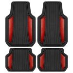 Motor Trend Red Chrome All-Weather Floor Mats Set