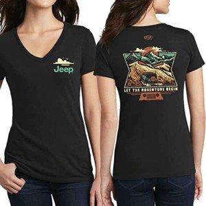 Jeep Women's Black V-Neck Cotton T-Shirt - XL