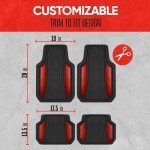 Motor Trend Red Chrome All-Weather Floor Mats Set
