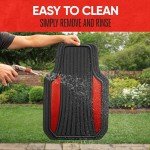 Motor Trend Red Chrome All-Weather Floor Mats Set