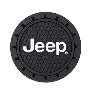 Jeep Logo Cup Holder Coaster Set - Black