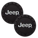 Jeep Logo Cup Holder Coaster Set - Black