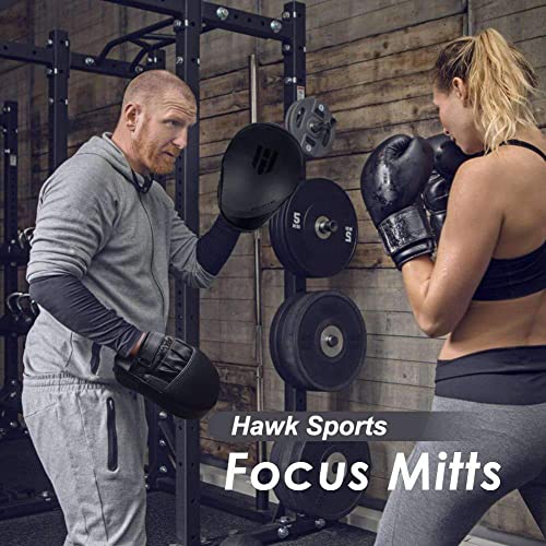 All-Black Leather Punching Mitts for Boxing & Martial Arts