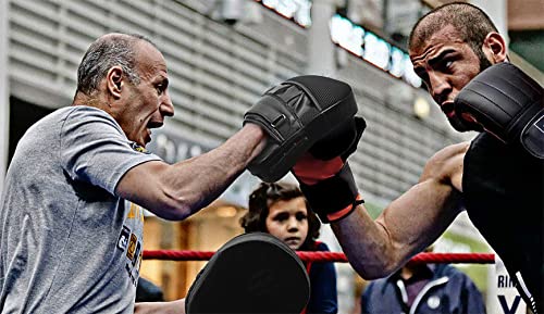 All-Black Leather Punching Mitts for Boxing & Martial Arts