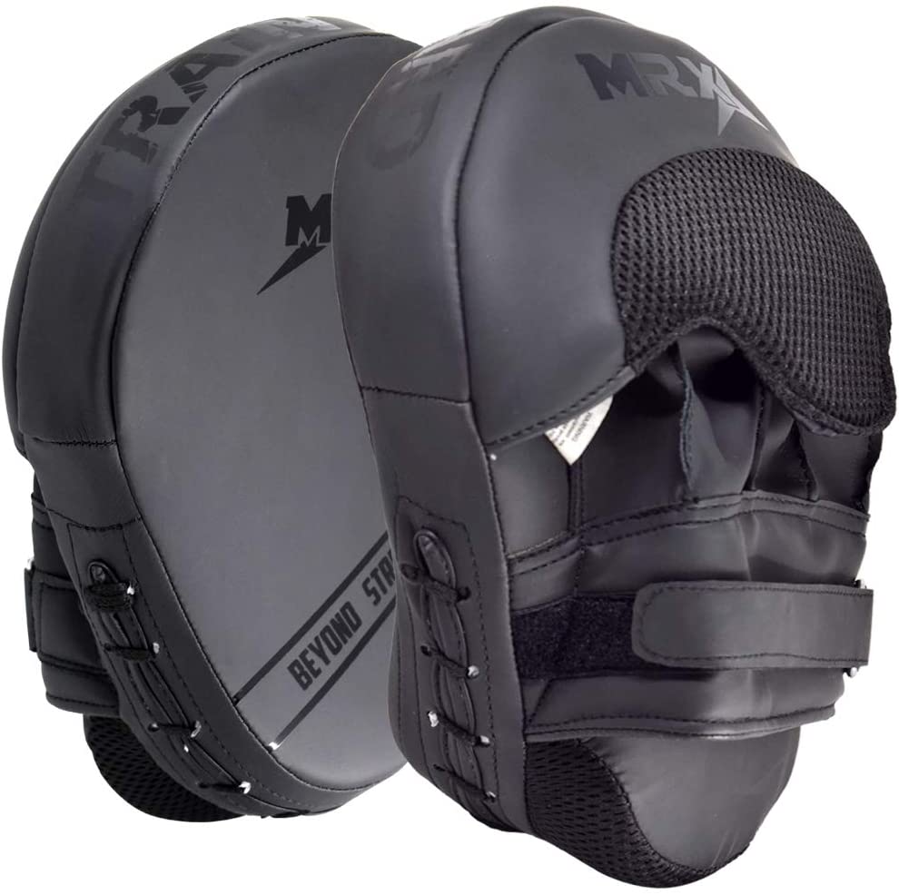 Boxing Training Mitts: Curved Leather Hook & Jab Pads