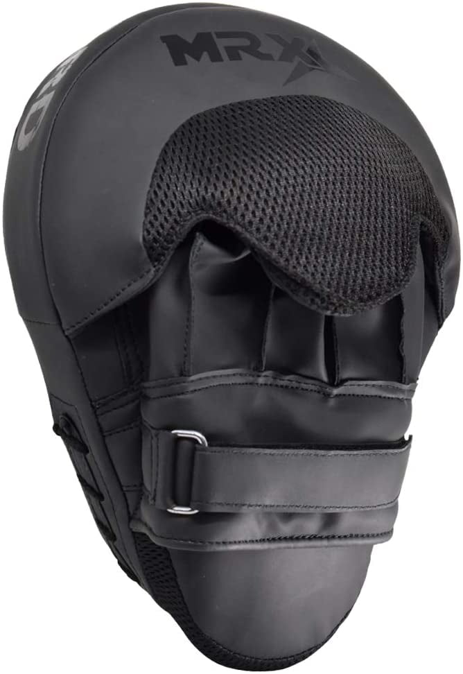 Boxing Training Mitts: Curved Leather Hook & Jab Pads