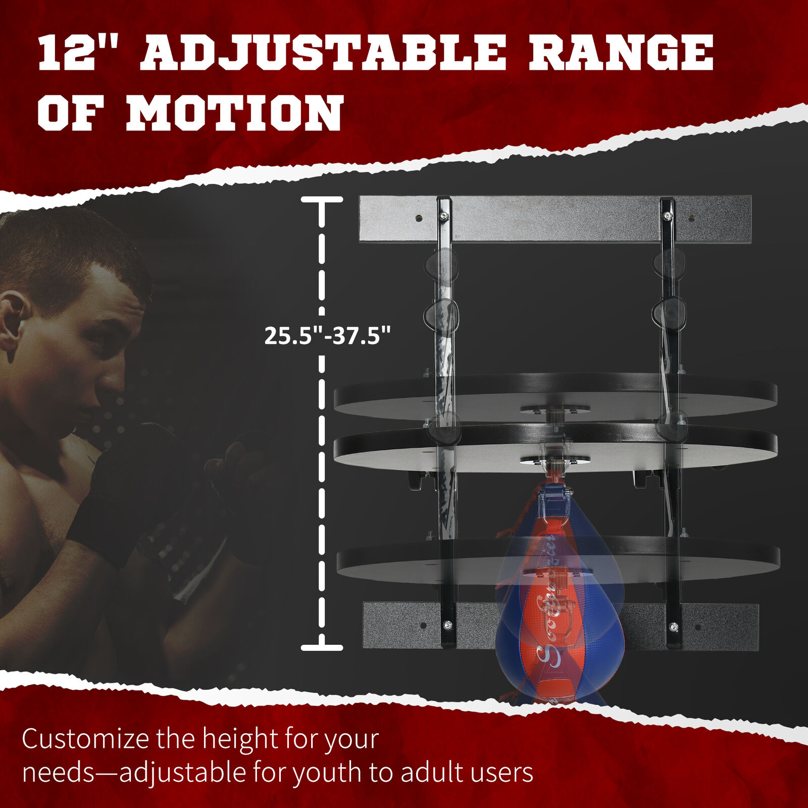 Height Adjustable Wall Mounted Speed Bag Platform