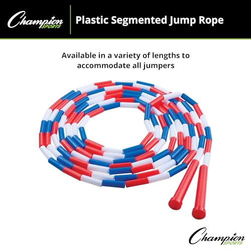 Classic Plastic Segmented Beaded Jump Ropes - Red/White/Blue