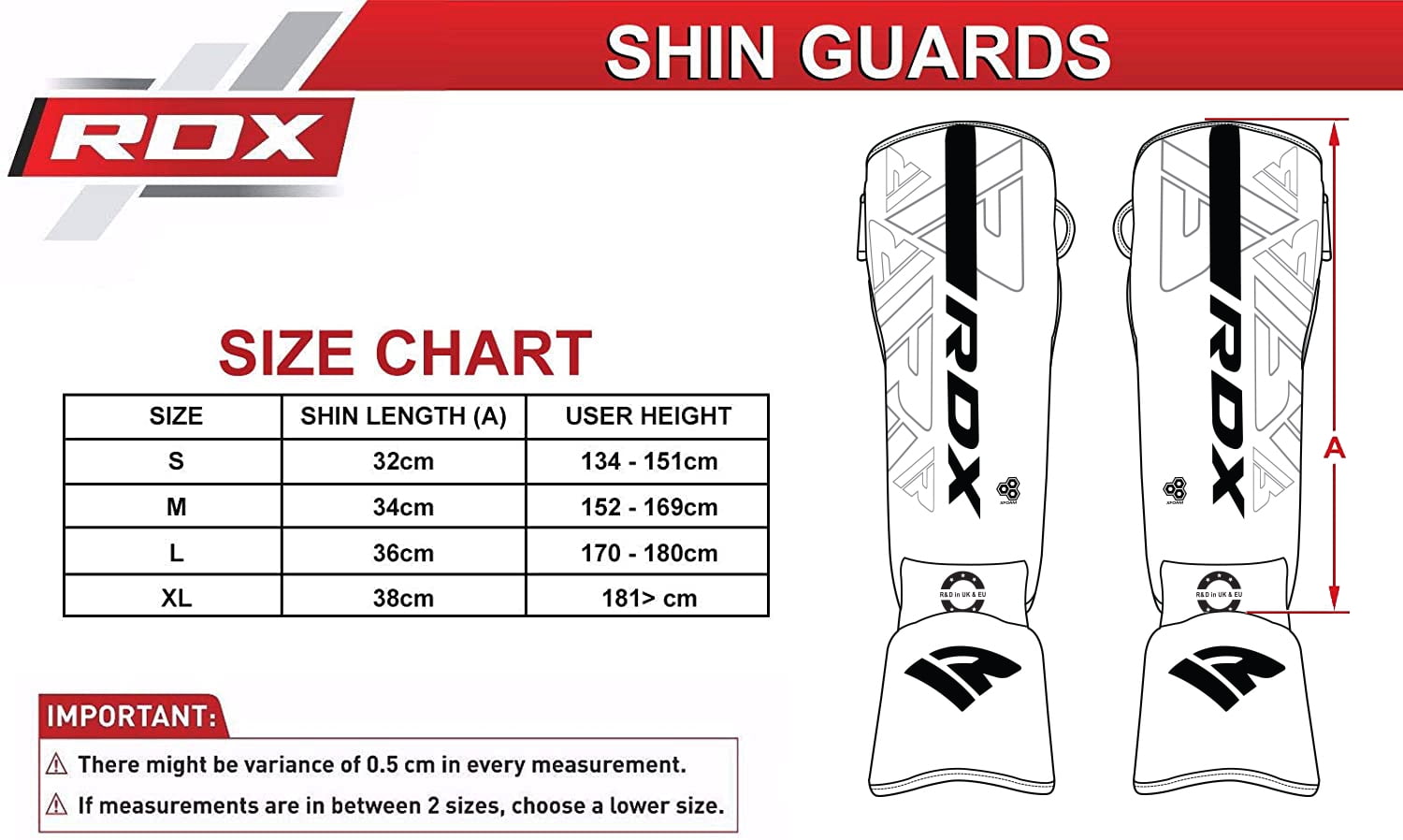 RDX Shin Guards for Boxing and Martial Arts