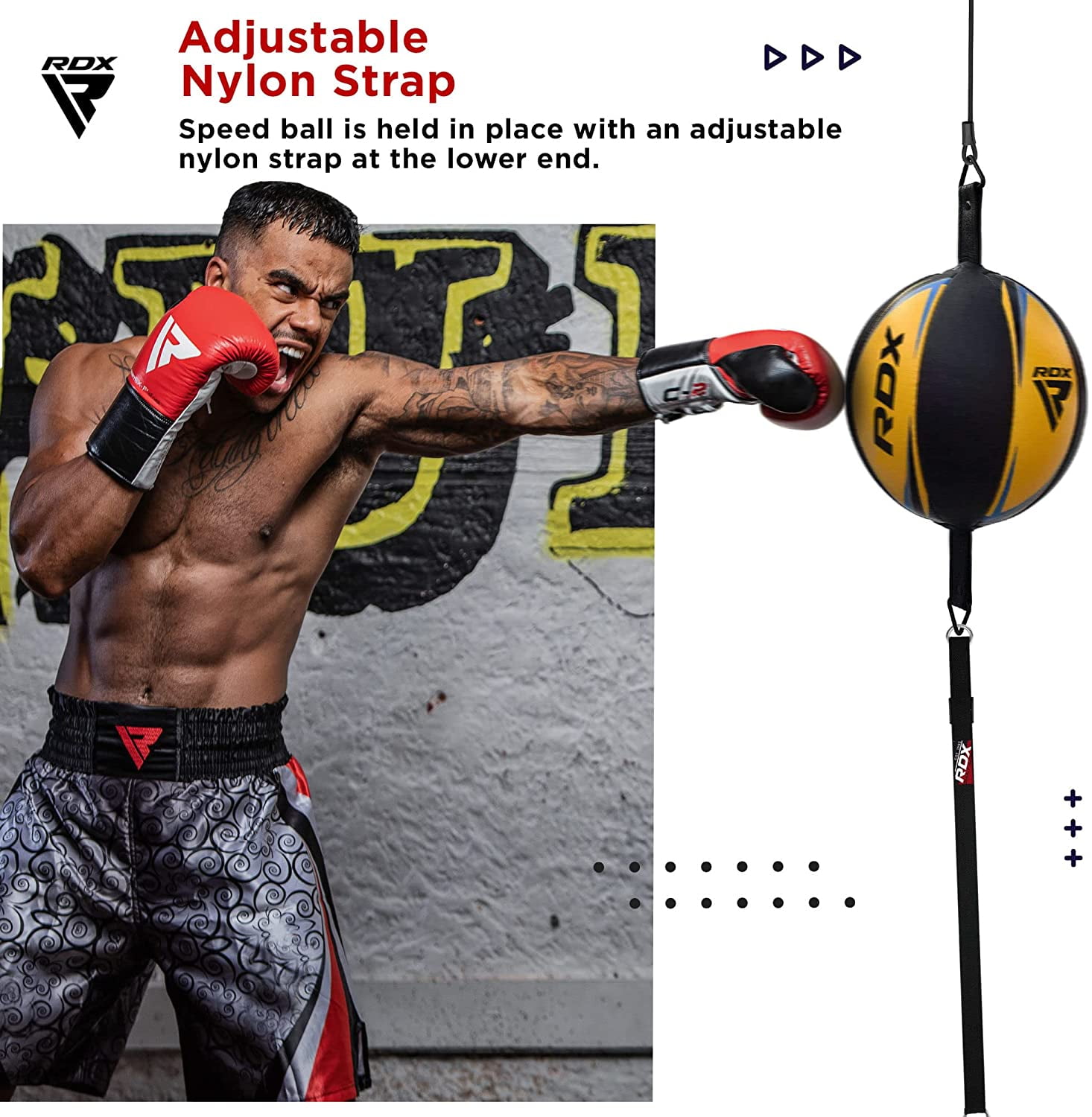 RDX Boxing Speed Ball Platform Adult, Double End Ball - Yellow