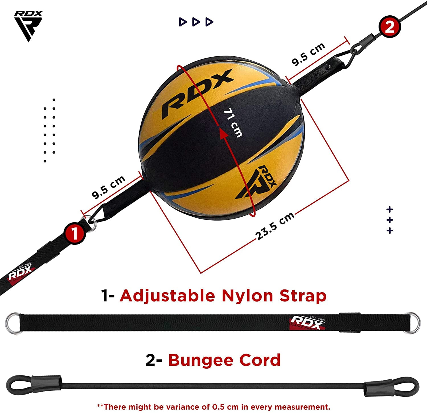 RDX Boxing Speed Ball Platform Adult, Double End Ball - Yellow