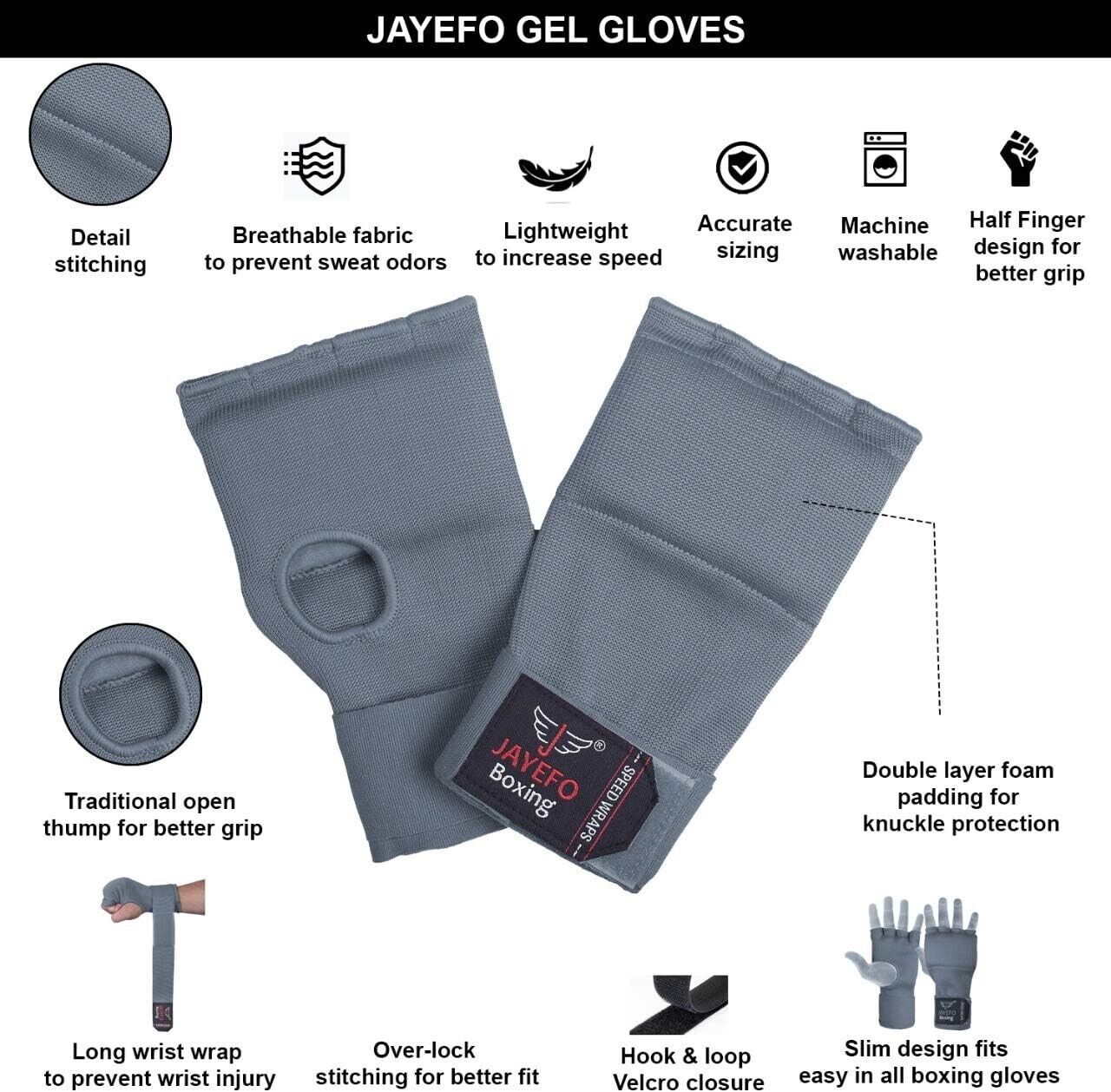 Jayefo Gray Elastic Hand Wraps for Boxing