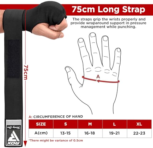 RDX Black Training Inner Gloves for Boxing - Large