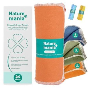 Naturemania 24-Pack Reusable Cotton Paper Towels