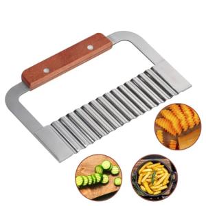 Stainless Steel Wavy Cutter with Wooden Handle