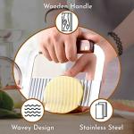 Stainless Steel Wavy Cutter with Wooden Handle