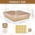 50 Pcs Clear Lid Cake Slice Boxes