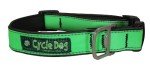 Recycled Green Reflective Dog Collar and Bottle Opener