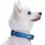Soft Blue Plaid Designer Dog Collar for Medium Dogs