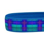 Soft Blue Plaid Designer Dog Collar for Medium Dogs