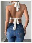 Women's Sexy Halter Open Back Party Top