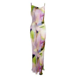 Pink Pleated Maxi Dress with Cowl Neck