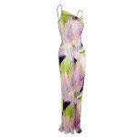 Pink Pleated Maxi Dress with Cowl Neck