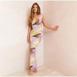Pink Pleated Maxi Dress with Cowl Neck