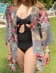 Floral Puff Sleeve Kimono Cardigan for Women