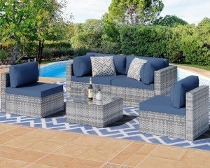Stylish 5-Piece Outdoor Patio Sectional Sofa Set