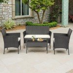 4-Piece Modern Outdoor Wicker Furniture Set