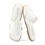 Stylish Women's White H-Band Flat Sandals