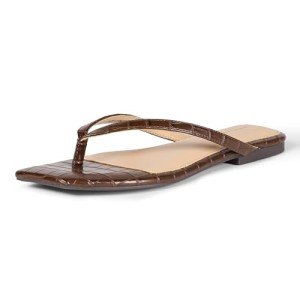 Brown Faux Crocodile Women’s Thong Sandals