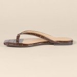 Brown Faux Crocodile Women’s Thong Sandals